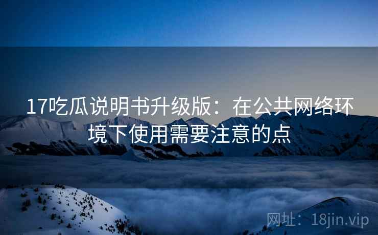 17吃瓜说明书升级版：在公共网络环境下使用需要注意的点